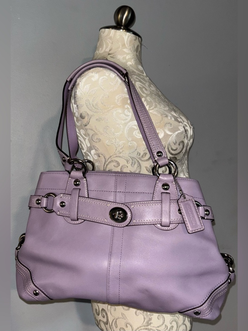 Coach Carly Carryall Lavender Leather Shoulder Bag